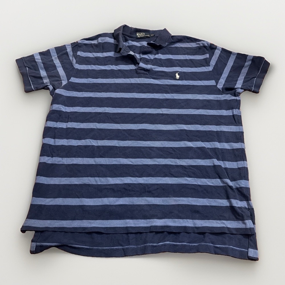 Polo Ralph Lauren Blue Big Stripes XXL Collared Shirt Men's White Pony